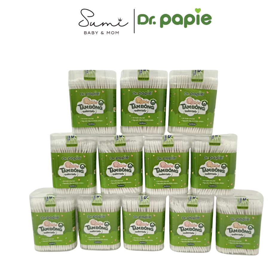 Dr Papie Tăm bông thân giấy Dr.Papie 2 đầu bông 100% cotton mềm mại