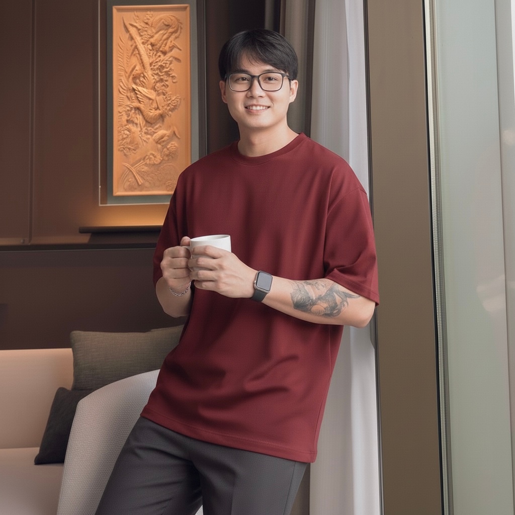 Áo Thun Trơn Oversize Premium 270gsm MINIMAL Màu Nâu Vintage Cotton 100%, Định Lượng 270gsm, Minimal