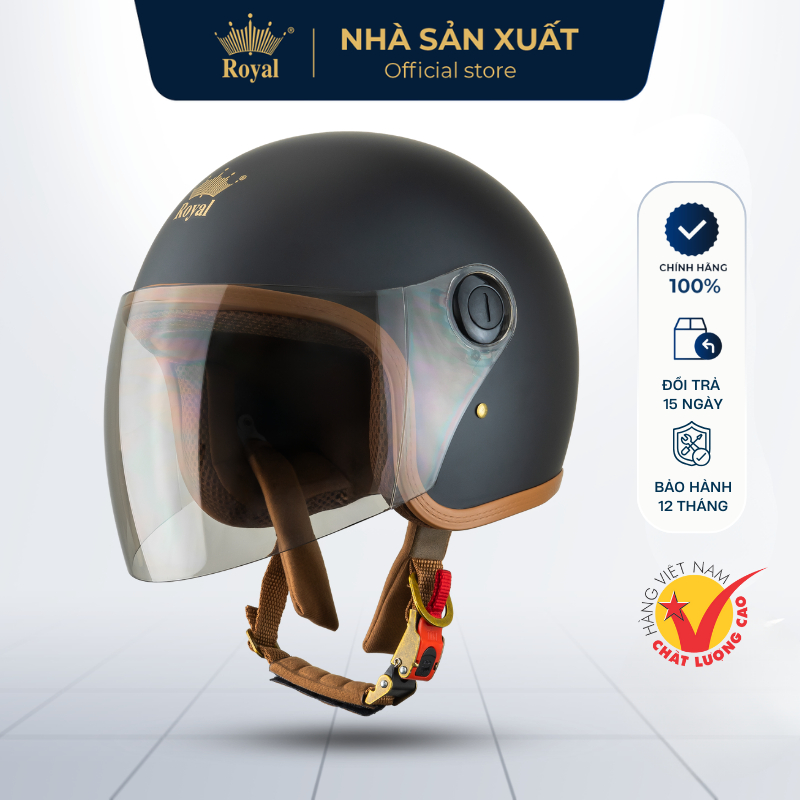 Mũ Bảo Hiểm 3/4 Royal Chính Hãng M339 Cho Nam Nữ , Nón Bảo Hiểm Royal 3/4 Có Kính An Toàn Bảo Hành 1