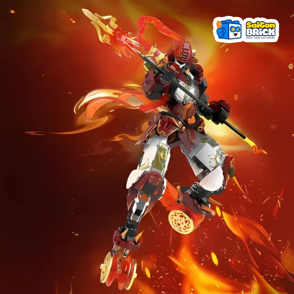 Mô HÌnh Lắp Ráp Mecha Natra Hoa Sen Lửa - IBLOCK IB1061 – Fire Lotus Mecha Nazha (950+PCS)
