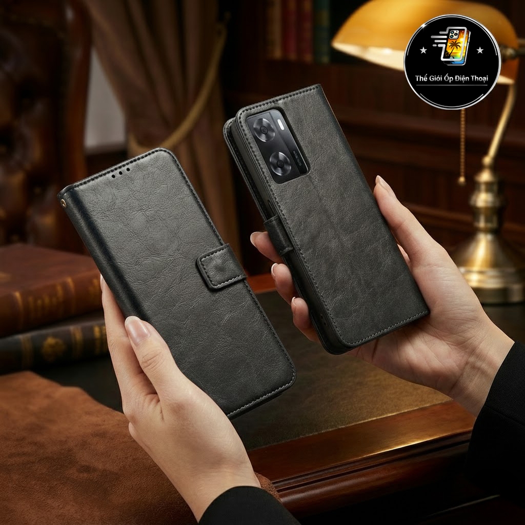 Ốp Lưng Bao Da iPhone ngăn ví đựng thẻ ,làm giá đỡ xem phim sang trọng tiện lợi