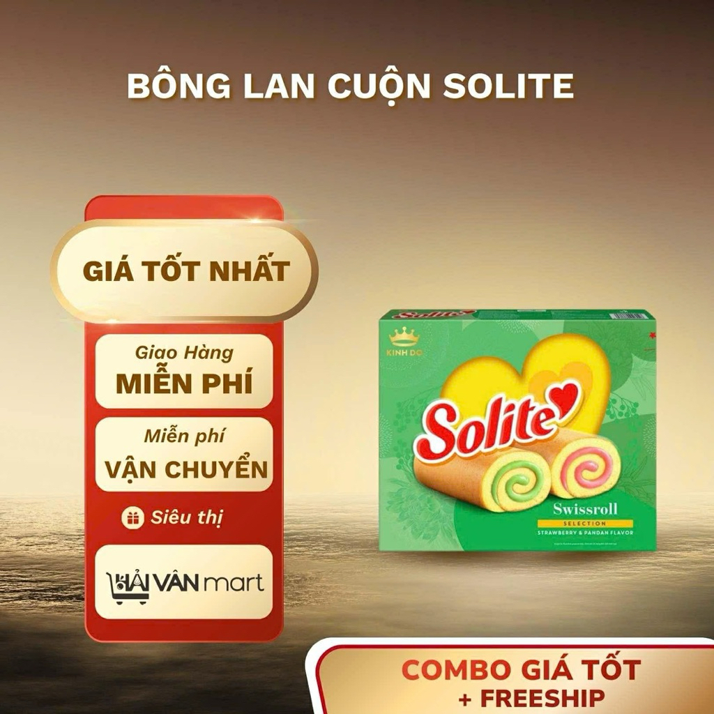 Bánh bông lan cuộn Solite vị dâu và lá dứa