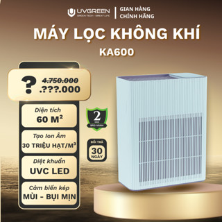 Máy Lọc Không Khí Diệt Khuẩn UVGREEN KA600 60m2- UVC LED, Lõi HEPA H13, Ion Âm, Bảo Hành 24T