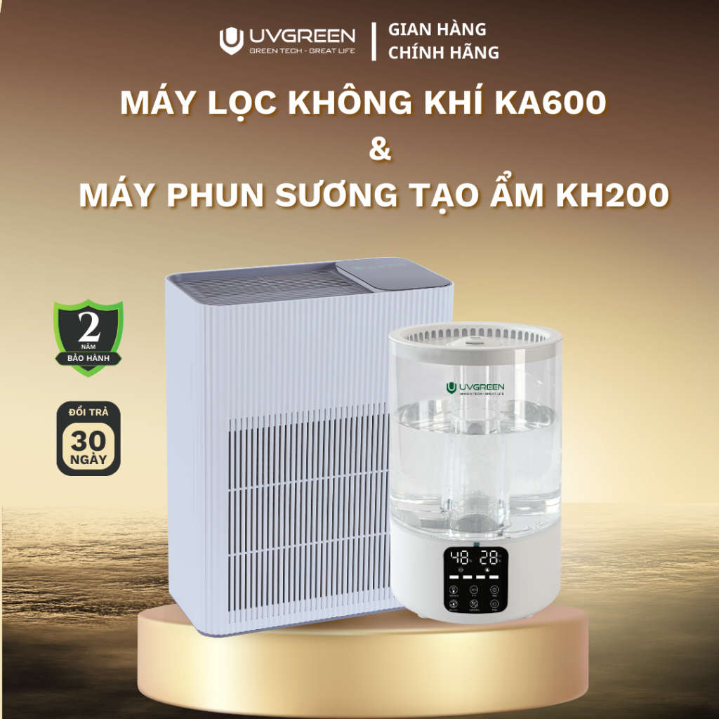 Combo Máy Lọc Không Khí KA600 & Máy Phun Sương Tạo Ẩm KH200 - UVC LED - Lọc Sạch Bụi Mịn - Xông Tinh