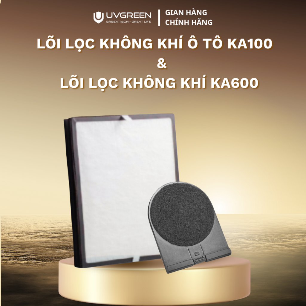 Combo 2 Màng Lọc HEPA H13 Diệt Khuẩn Cho Máy Lọc Không Khí UVGREEN KA600 FT & KA100 - Bộ Lọc 3 Lớp, 