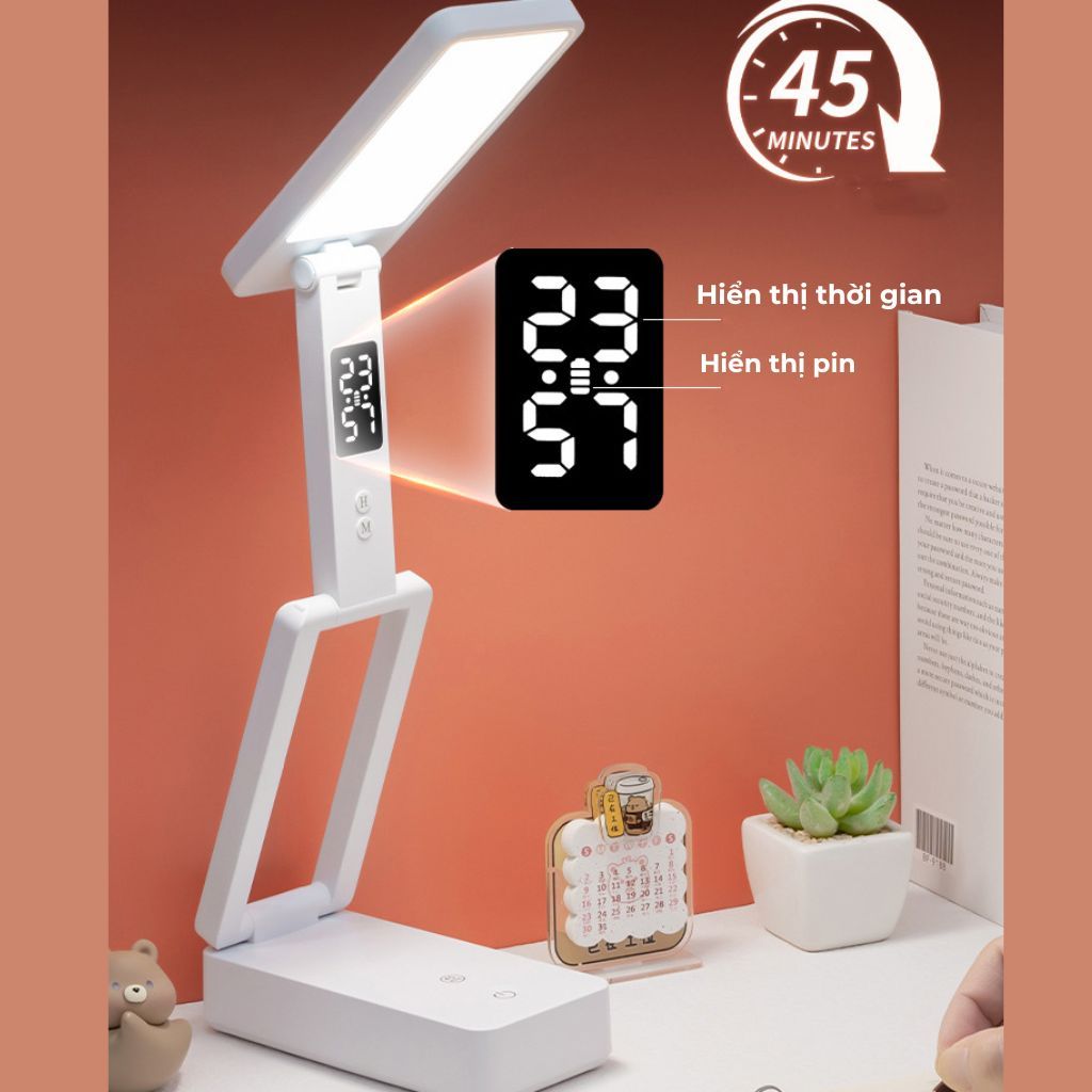 Đèn Học Để Bàn Gấp Gọn Tích Hợp Đồng Hồ Cùng Chức Năng Như Sạc Dự Phòng, Đèn học Đa Năng Chống Cận 3 màu tăng giảm độ... | BigBuy360 - bigbuy360.vn