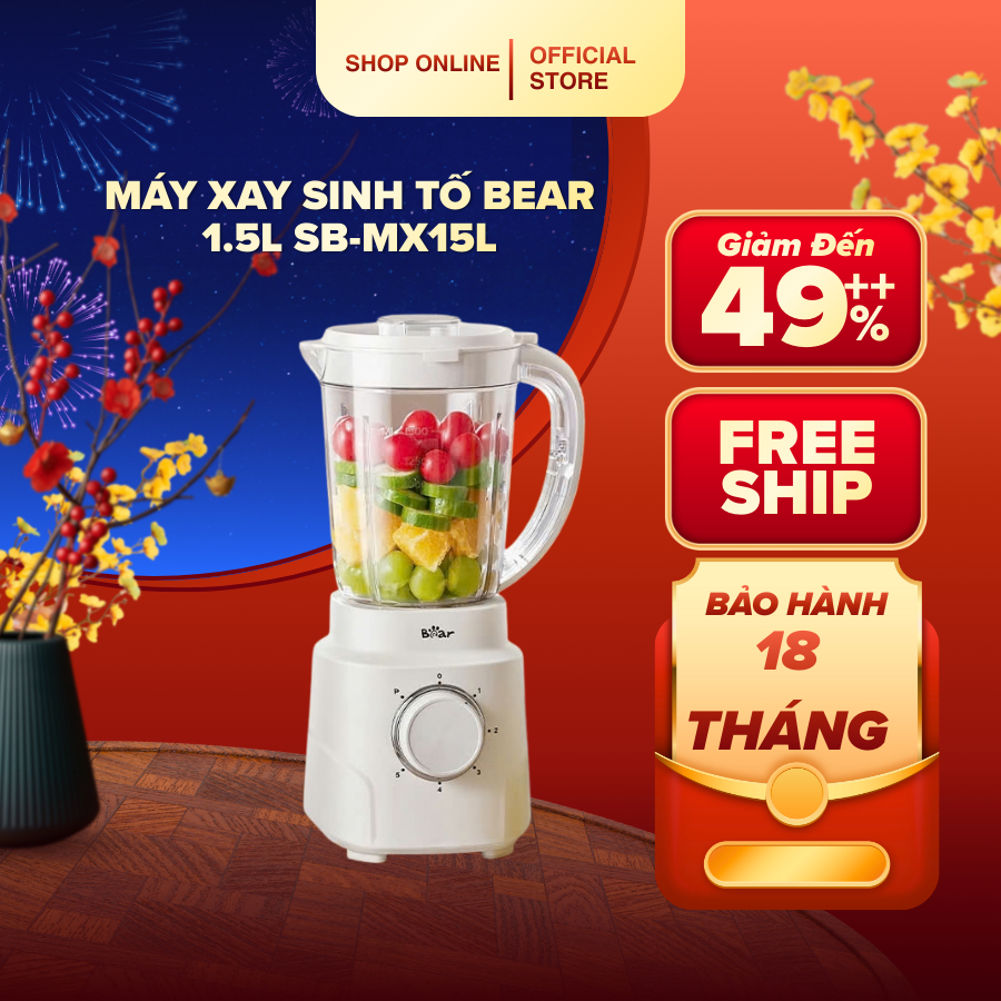 Máy xay sinh tố Bear 1.5L SB-MX15L (Bản Quốc Tế)