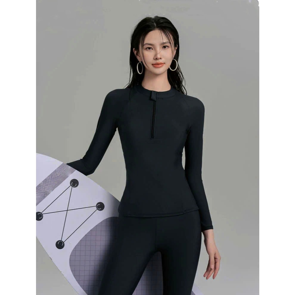 [ĐỒ BƠI CAO CẤP] Bikini, áo bơi tay dài nửa khóa mix quần dài lưng cao che bụng, tôn dáng, chất vải co giãn tốt | BigBuy360 - bigbuy360.vn