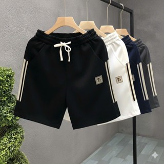 Quần Đùi Nam Logo Thêu Phối sọc - Quần Short Nam thể thao