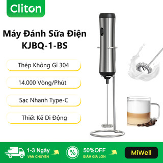 Cliton Máy Đánh Bọt Cà Phê KJBQ-1-BS Thép Không Gỉ 304 Sạc Type-C 14.000 Vòng/Phút Milk Frother Máy Đánh Trứng