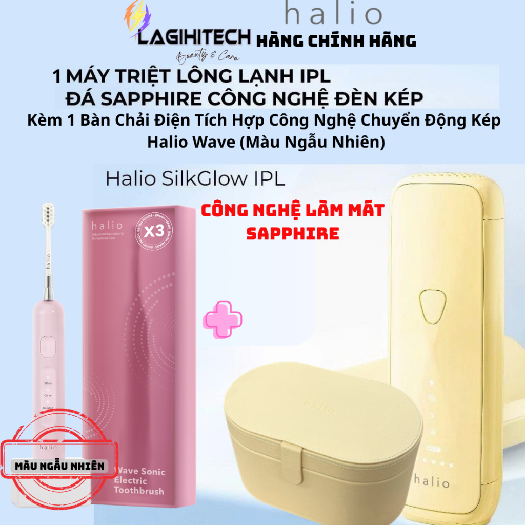[KÈM BC Halio Wave] Máy Triệt Lông Halio SilkGlow IPL Sapphire Cooling Hair Removal Device- BH 24 th