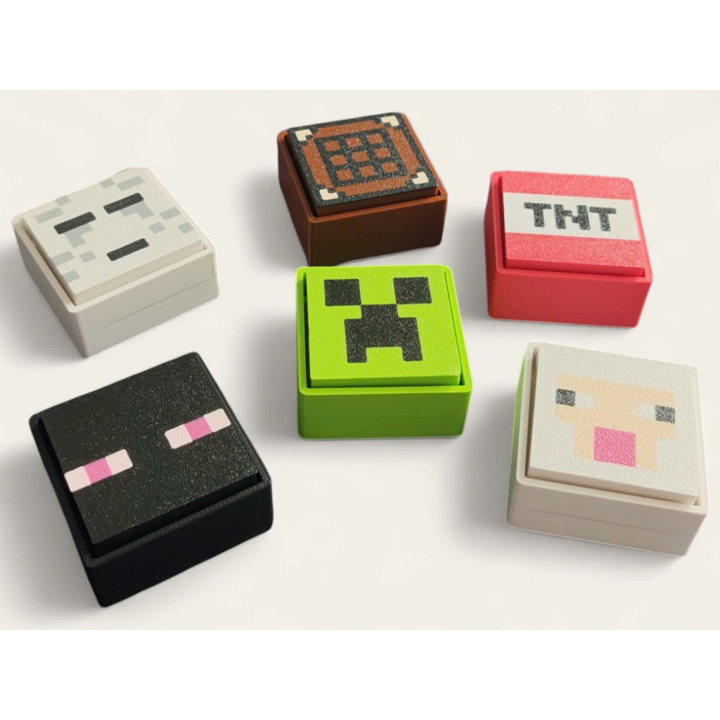 Nút nhấn mô hình Minecraft phát ra tiếng click xả stress TNT, Creeper, Ghast & More Toys 3d