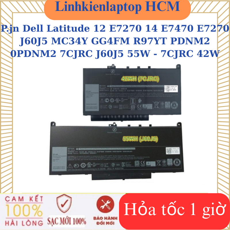 Sạc Pin Dell Latitude 12 E7270 14 E7470 E7270 J60J5 MC34Y GG4FM R97YT PDNM2 0PDNM2 7CJRC J60J5 55W -