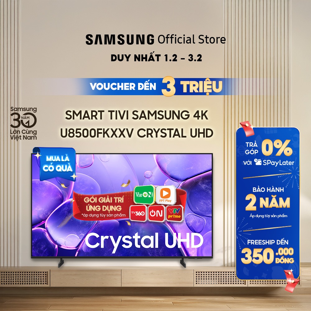 Smart Tivi Samsung UHD U8500FKXXV 2025 - Miễn phí lắp đặt