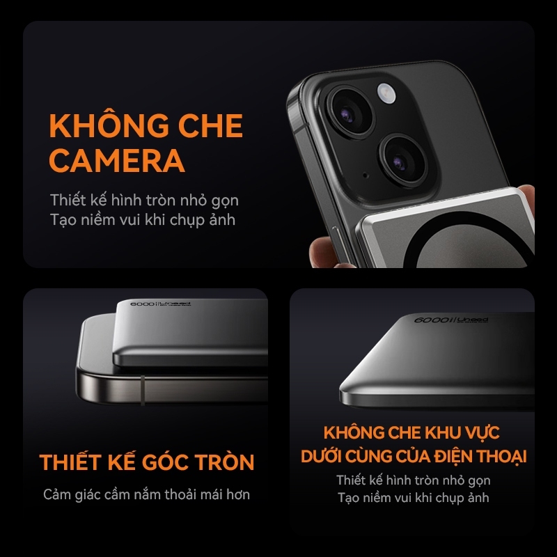 【Bảo hành hai năm】UNEED Cục Sạc Dự Phòng Mini 12000/6000mAh Sạc Không Dây 20W,‍sạc nhanh PD22.5W Siêu Mỏng 0.65cm | BigBuy360 - bigbuy360.vn