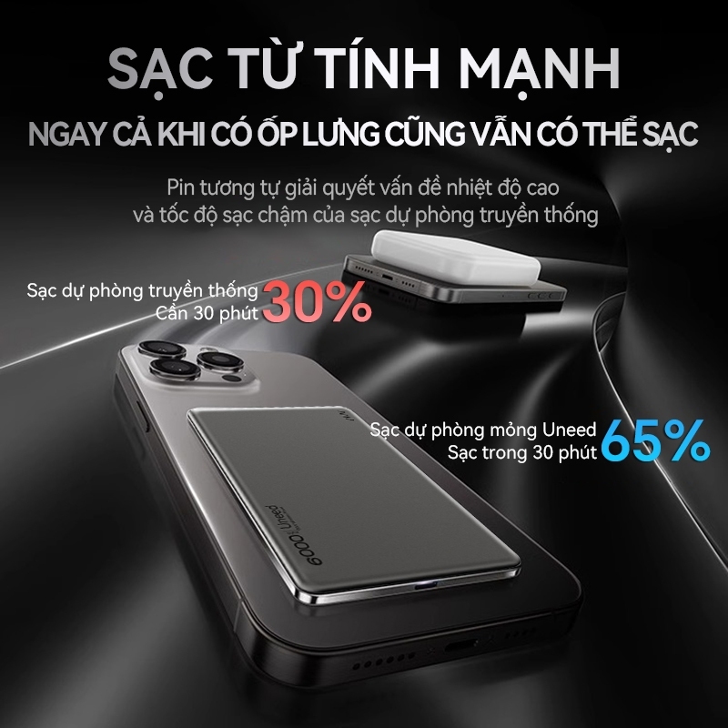 【Bảo hành hai năm】UNEED Cục Sạc Dự Phòng Mini 12000/6000mAh Sạc Không Dây 20W,‍sạc nhanh PD22.5W Siêu Mỏng 0.65cm | BigBuy360 - bigbuy360.vn