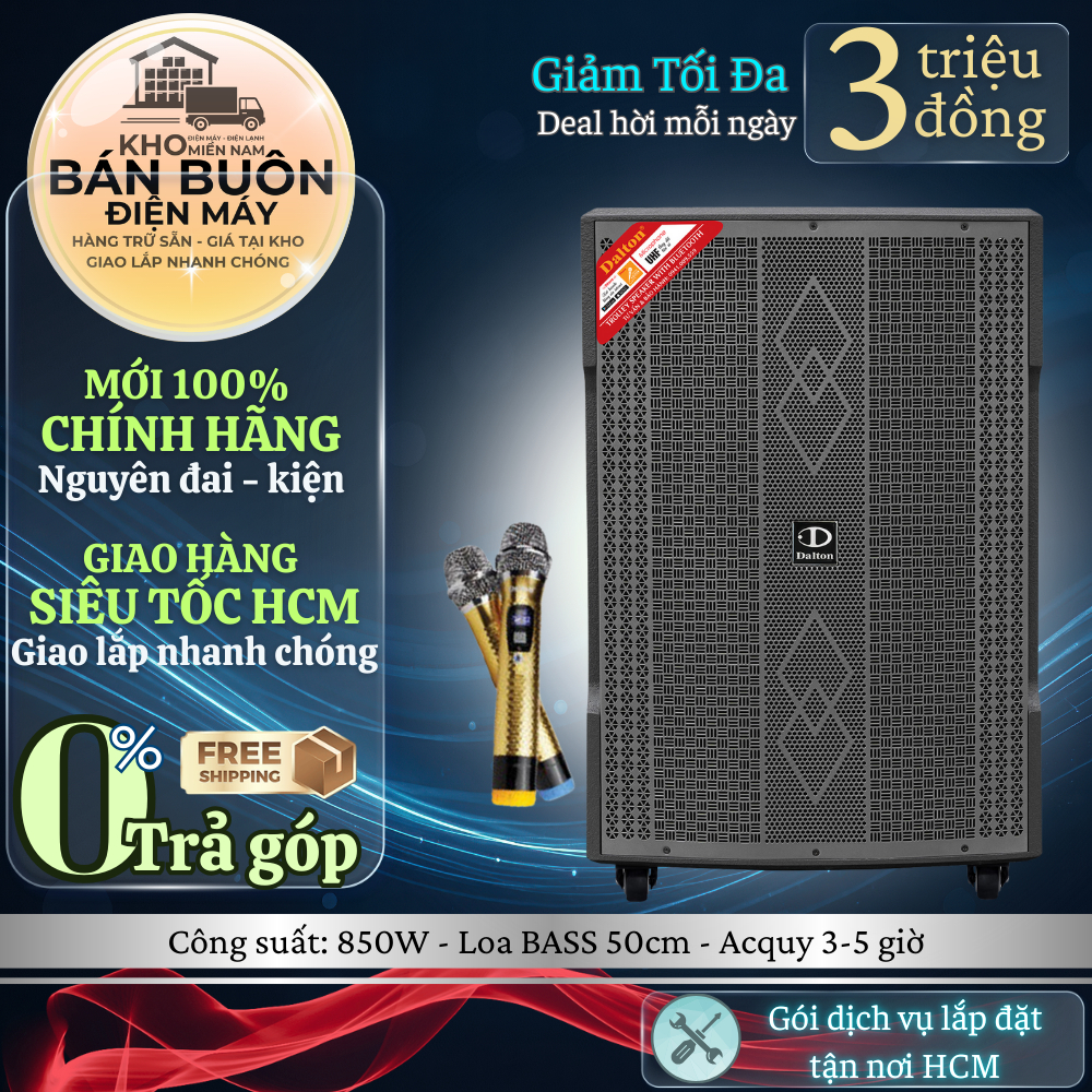 TS-18G800XP Loa Kéo Karaoke Dalton Bass 5 Tấc (18 inch) Công Suất 850W | Tặng 2 Micro | Chính Hãng