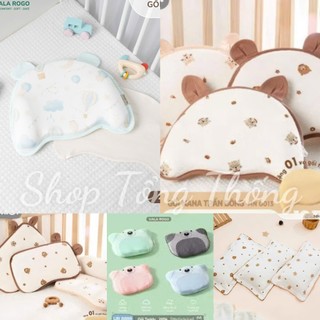 Gối Uala Rogo cao su non, Memory foam cao cấp mềm mịn dịu êm chống bẹp đầu cho bé trai bé gái tob teddy rico