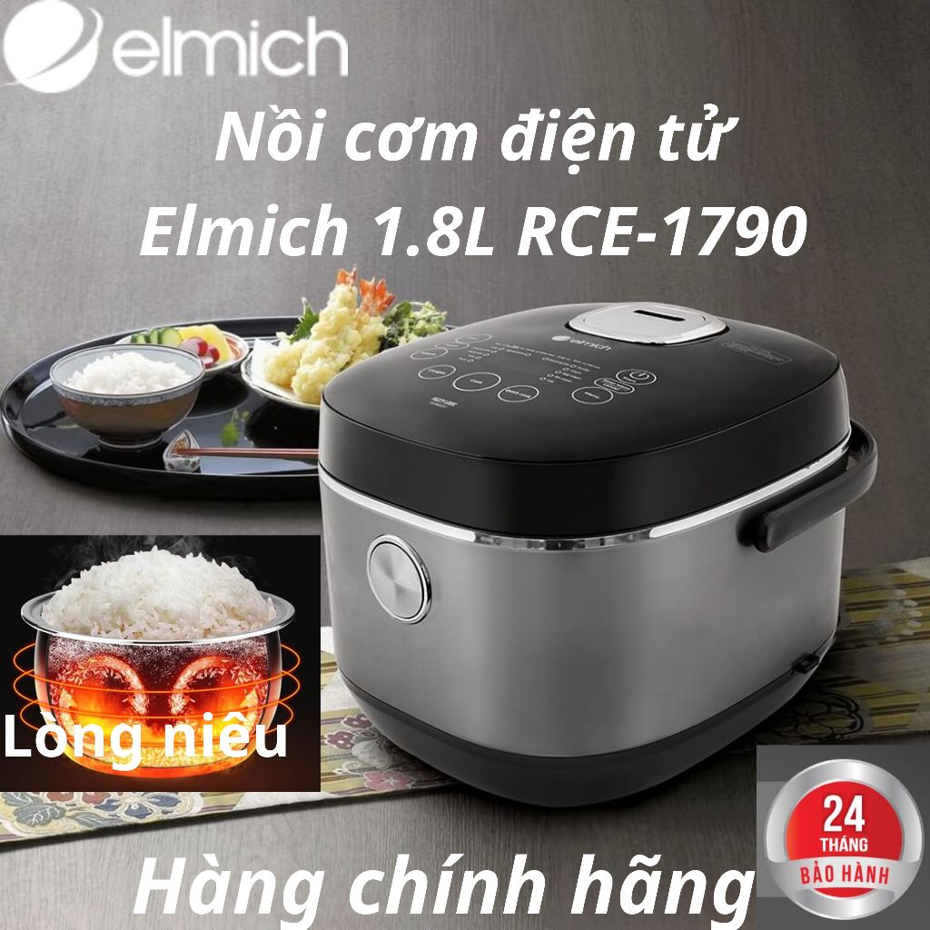 Nồi cơm điện tử Elmich 1.8 lít EL-1790 nấu cho 4 đến 6 người ăn công nghệ nấu thông minh lòng niêu d