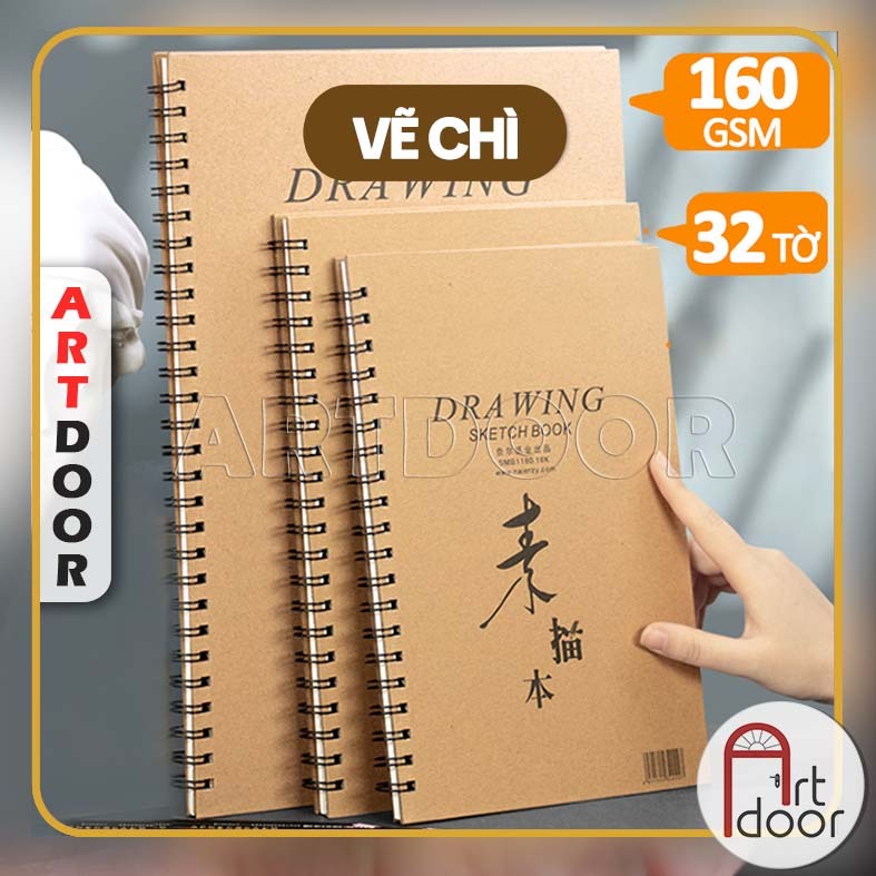 [ARTDOOR] Sổ vẽ chì DRAWING Sketchbook mỏng 160gsm (vân mịn)