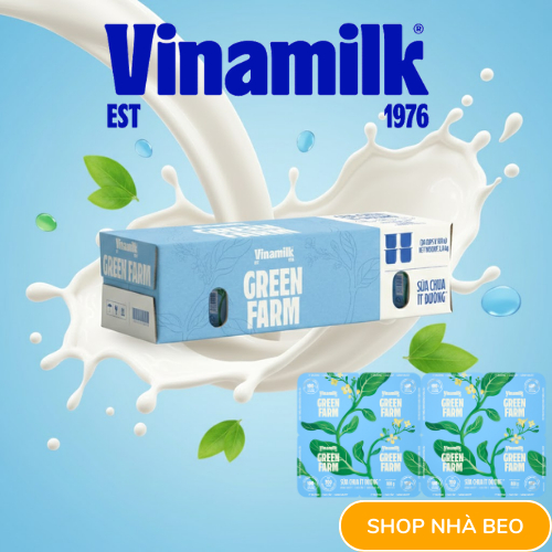 [Hỏa Tốc] Thùng 24 hộp Sữa chua ăn Vinamilk Green Farm Ít Đường Hộp 100g.