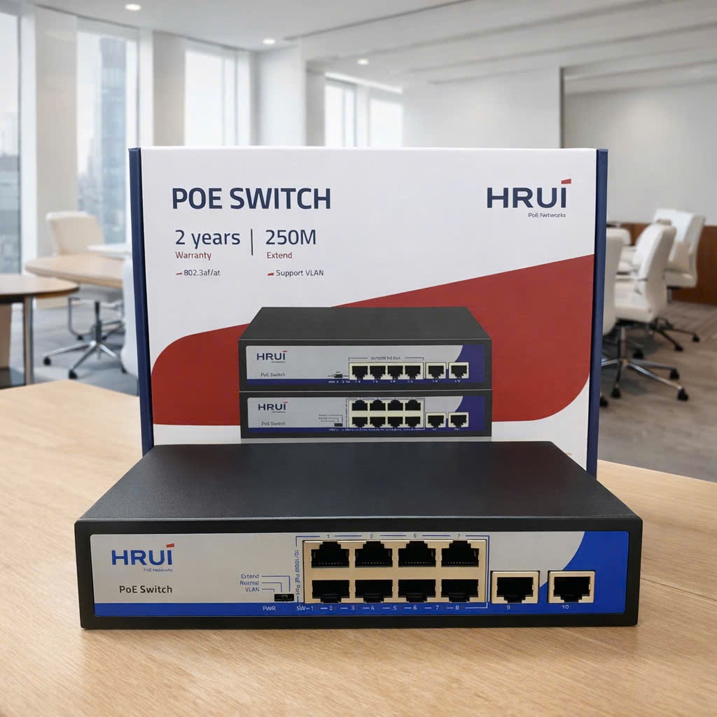 Switch POE 8 cổng 10/100M Hrui Model: HR902-AF-82N