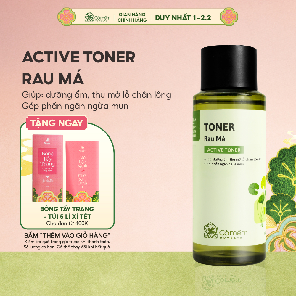 Active Toner Dưỡng Ẩm Ngừa Mụn Rau Má Dành Cho Da Mụn Da Dầu Nhạy Cảm Cỏ Mềm 150ml