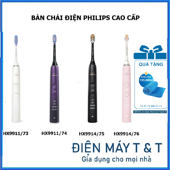 Bàn chải điện cao cấp Philips HX9911/73 - HX9911/74 - HX9914/75 - HX9914/76 - Hàng chính hãng bảo hà