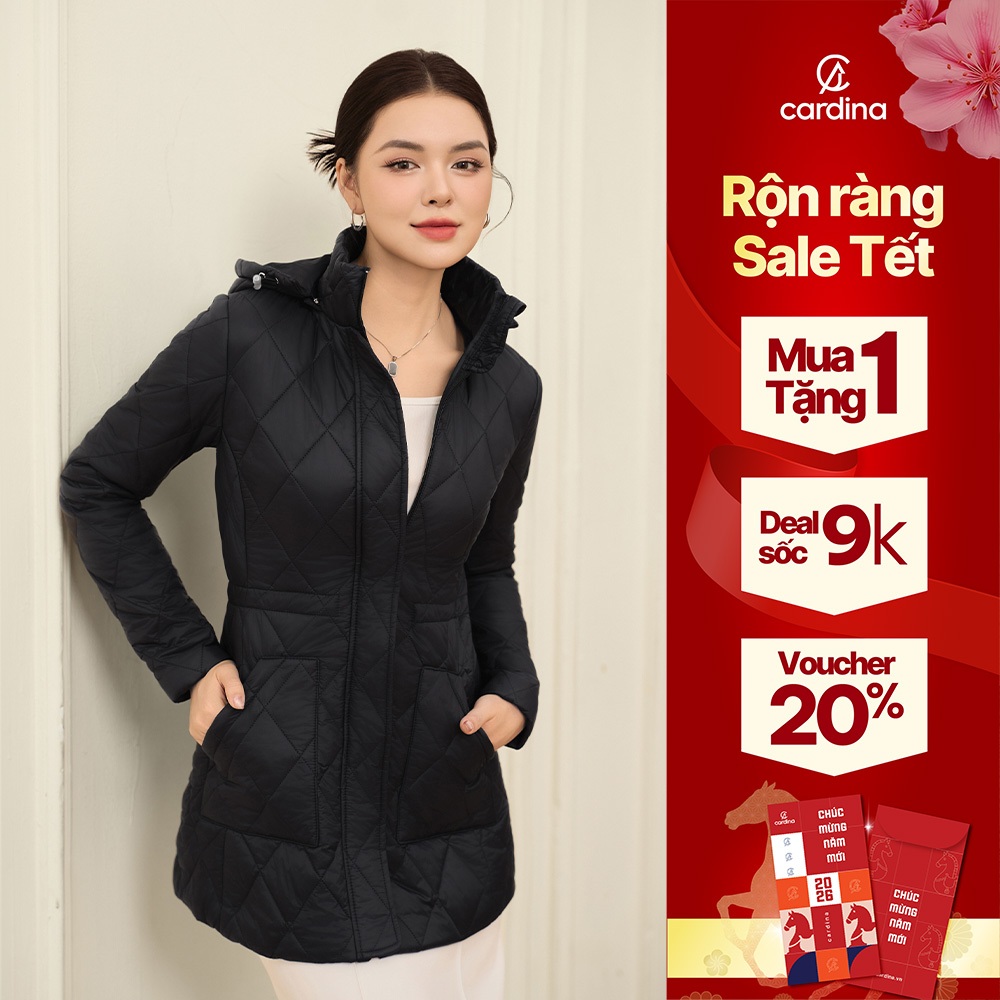 Áo phao nữ CARDINA chất liệu chần bông cao cấp chống nhăn mềm mại trần bông nhẹ giữ nhiệt tốt 4PLF01