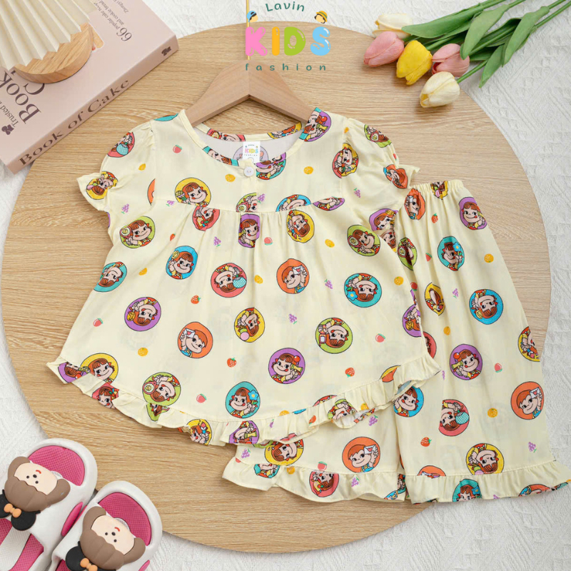 Bộ tole lanh quần lửng cho bé gái size 8-16kg - Lavin Kids