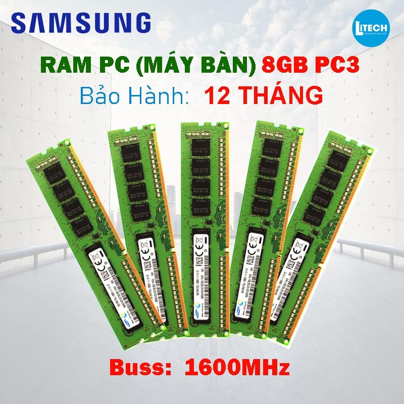 RAM Samsung 8GB DDR3 PC3/PC3L -12800 1600MHz | Desktop PC | Chạy i3 i5 i7 Gen 3 Gen 4 | Bảo Hành: 12