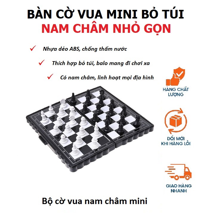 Bàn cờ vua nam châm ( MINI BỎ TÚI ) chống thấm nước, nhẹ và Thích hợp bỏ túi mang đi chơi xa