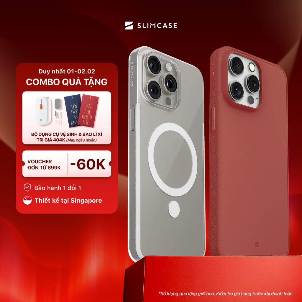 Ốp lưng iPhone 15 / 15 Plus / 15 Pro & 15 Pro Max SLIMCASE - Không ố vàng, hỗ trợ sạc không dây, siê