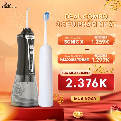 Combo Máy tăm nước Maxcare Max468Prime và Bàn chải điện Maxcare Sonic X