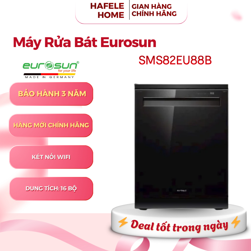 Máy Rửa Bát Eurosun SMS82EU88B – Chức Năng Wifi Kết Nối Mọi Không Gian - Bảo Vệ Chống Tràn - EEH