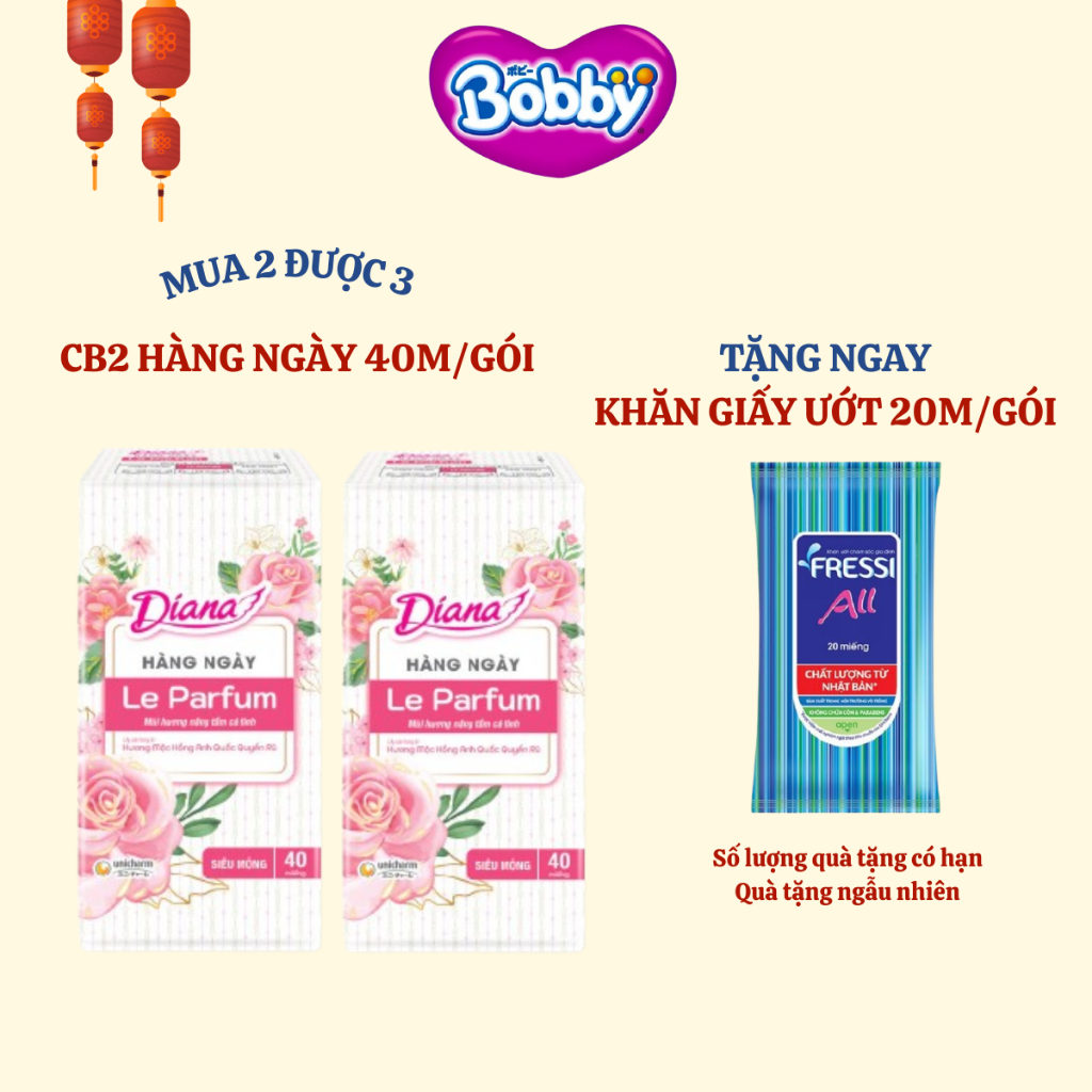 Combo 2 Băng vệ sinh DIANA HÀNG NGÀY 40 miếng/gói