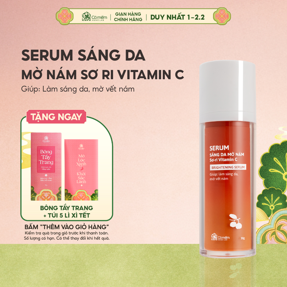 Serum Vitamin C Giúp Sáng Da Mờ Vết Nám Tàn Nhang Dưỡng Da Chiết Xuất Sơ Ri Cỏ Mềm 30gr