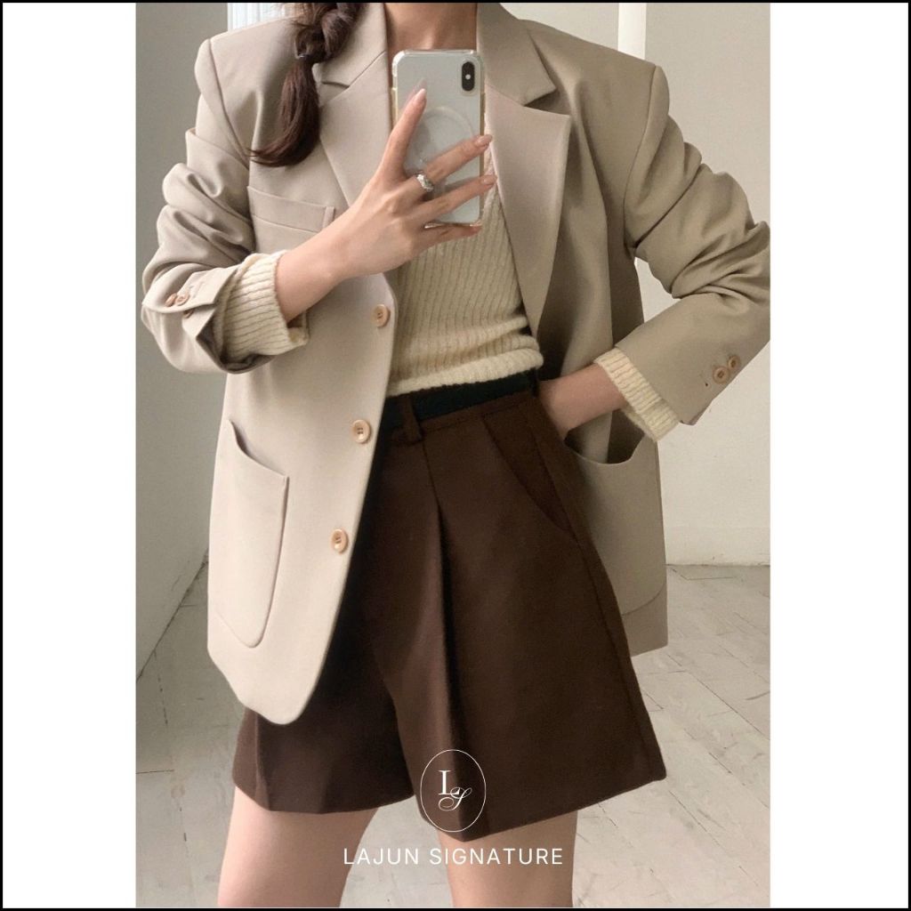 [LAJUN SIGNATURE] Áo Khoác Blazer Classic Đứng Dáng Form Suông Oversize Cao Cấp Hàn Quốc