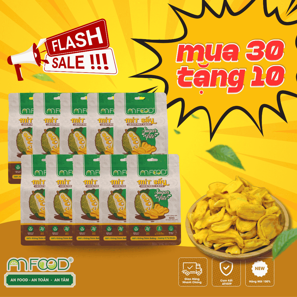 COMBO 1 THÙNG 30 GÓI tặng 10 GÓI MÍT SẤY ANFOOD GIÒN XỐP