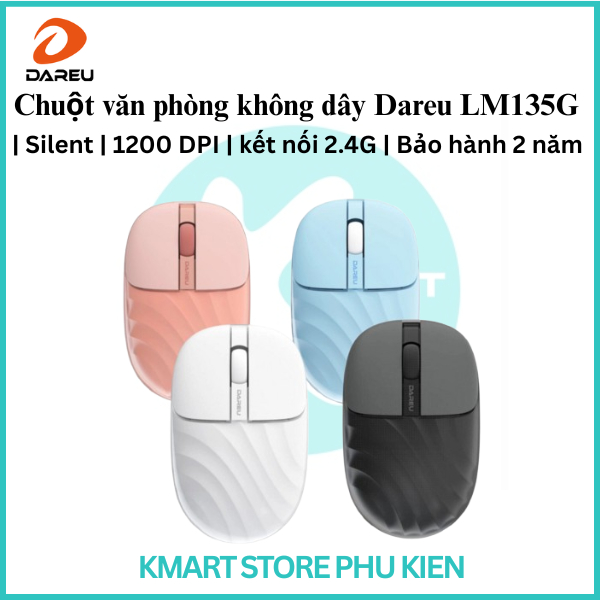 Chuột văn phòng không dây Dareu LM135G | Silent | Sạc 1 lần dùng 35 giờ | 1200 DPI | Cổng kết nối 2.