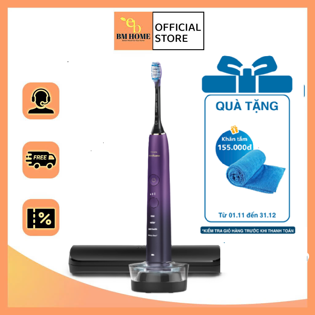 Bàn chải điện PHILIPS cao cấp HX9911/74 - Màu tím - Làm sạch sâu - Bảo hành 24 tháng