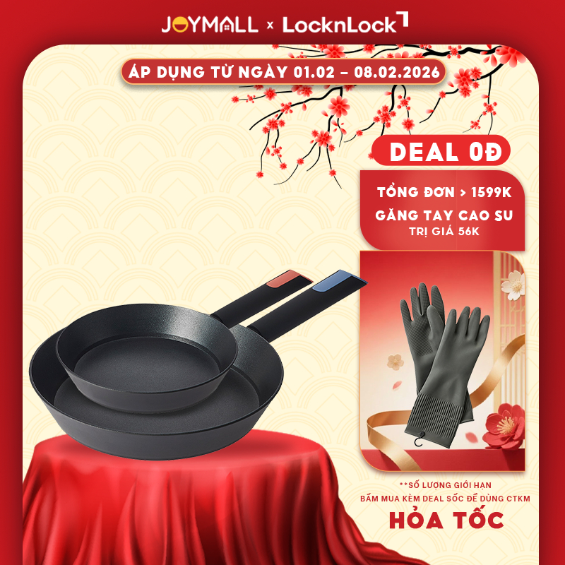 Chảo chống dính LocknLock Index IH CAF2205 22cm, CAF2605 26cm, phủ Titanium dùng được bếp từ và các 