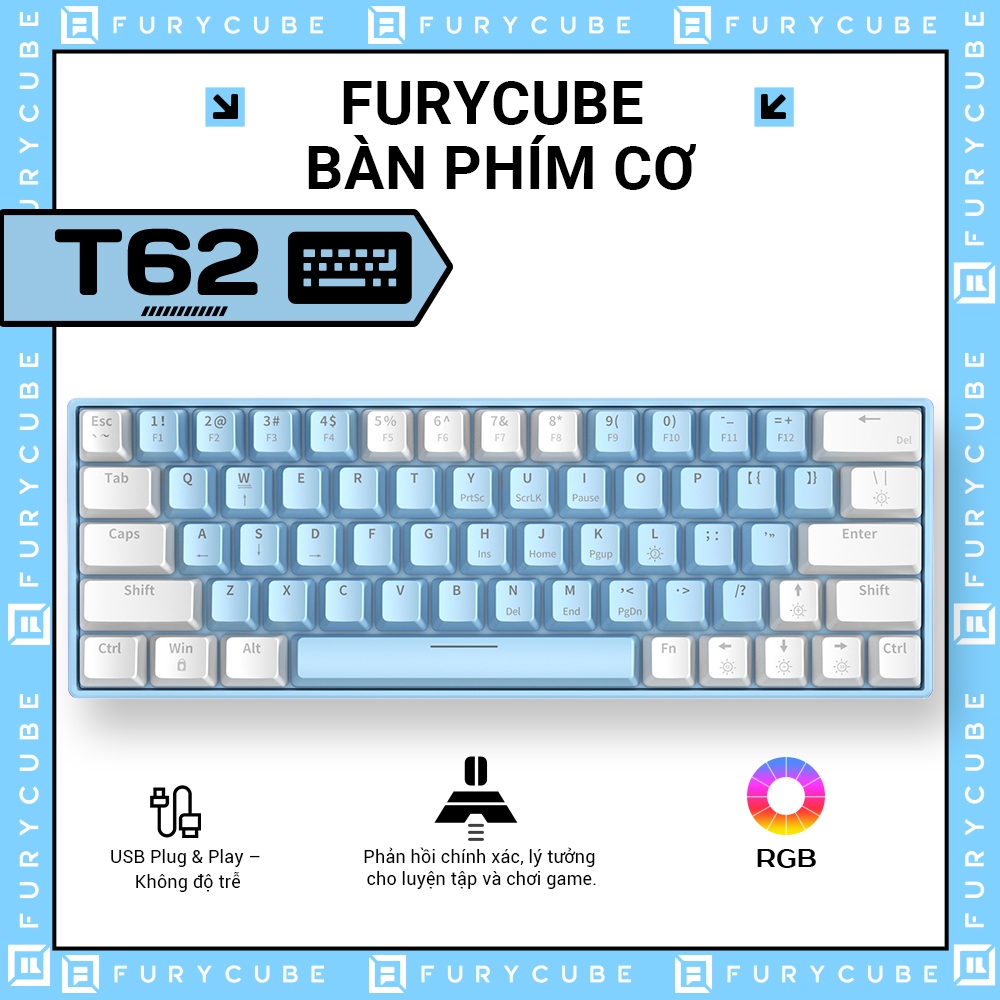 Bàn Phím Cơ Gaming 63 Phím ZIFRIEND T62, LED RGB, Type-C Có Dây, Red/Blue Switch, Hotswap, Win/Mac | BigBuy360 - bigbuy360.vn