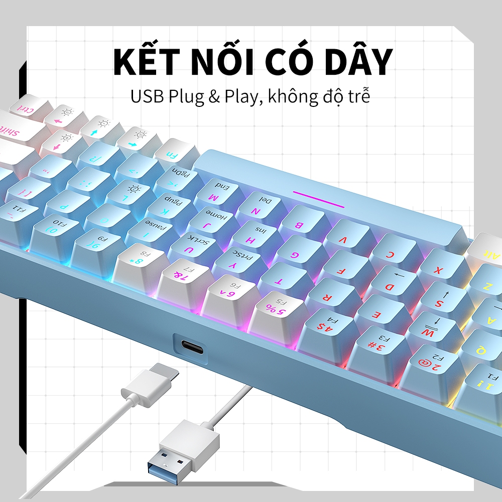 Bàn Phím Cơ Gaming 63 Phím ZIFRIEND T62, LED RGB, Type-C Có Dây, Red/Blue Switch, Hotswap, Win/Mac | BigBuy360 - bigbuy360.vn