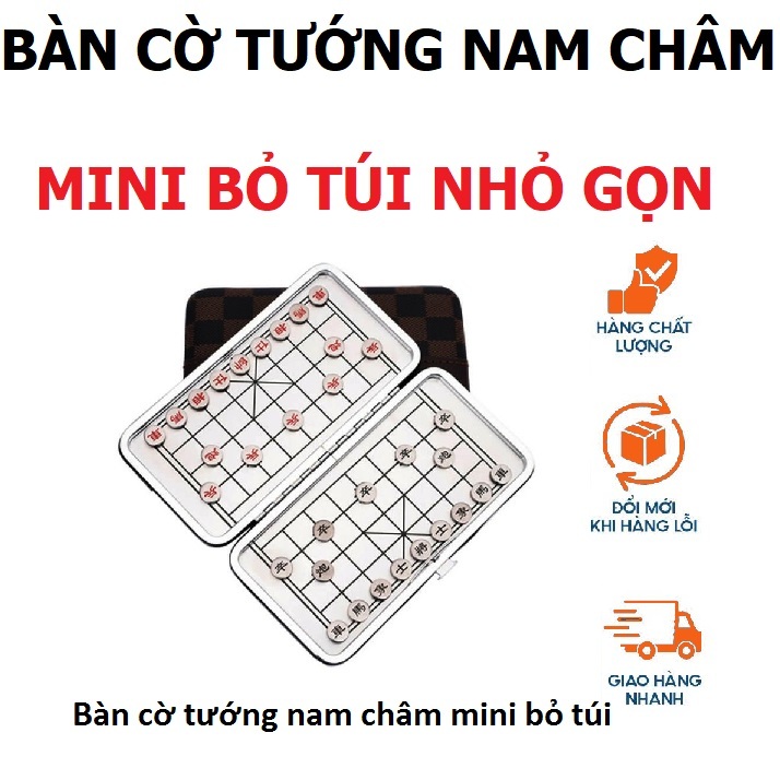 Bàn cờ tướng nam châm mini bỏ túi Chất Liệu Inox Không Gỉ Quân Cờ Được In Sắc Nét