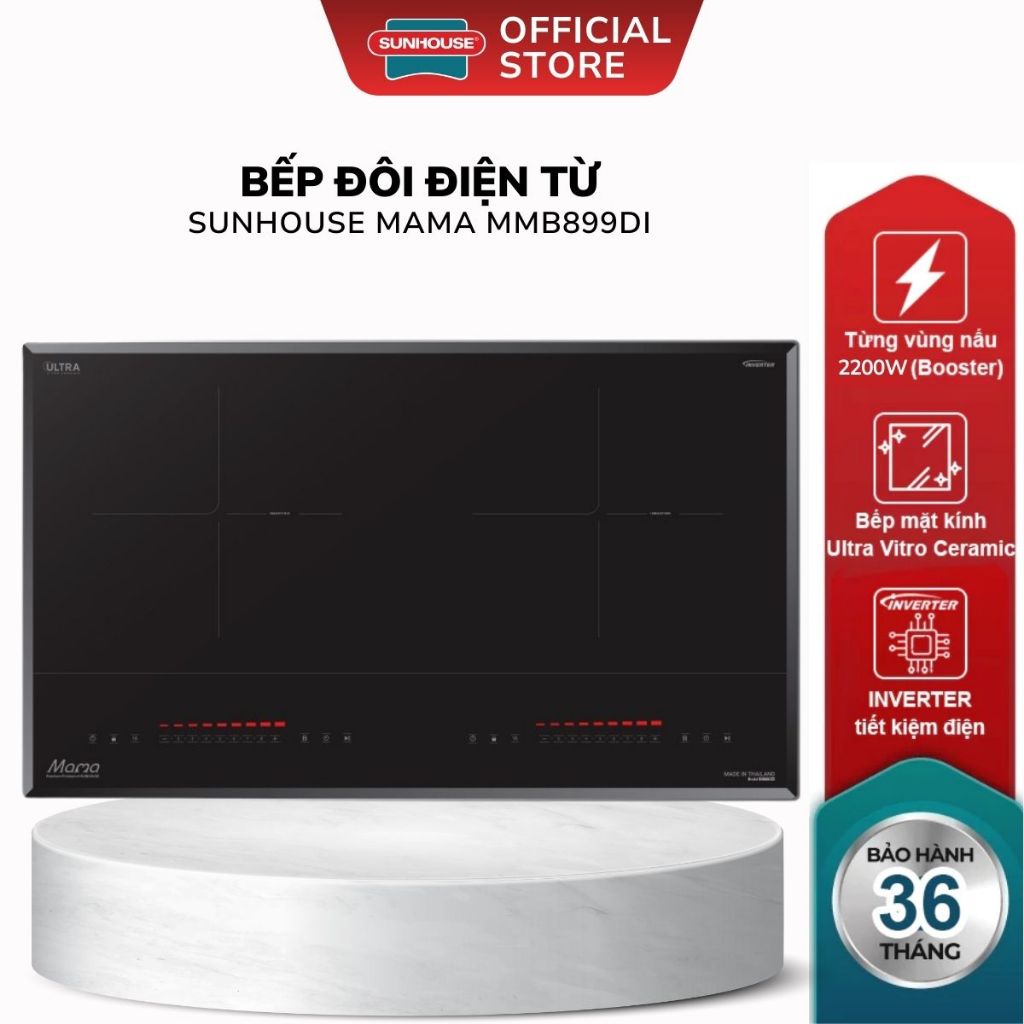 Bếp Đôi Điện Từ Sunhouse Mama MMB899DI - Bảo Hành 36 Tháng, Nấu Nhanh, Công Nghệ INVERTER