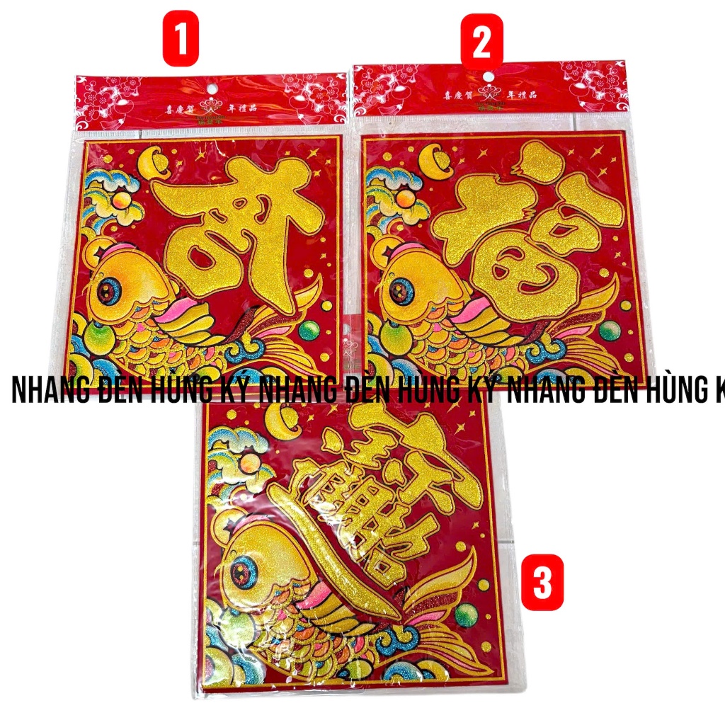 Giấy dán chữ vuông nhung trang trí Tết