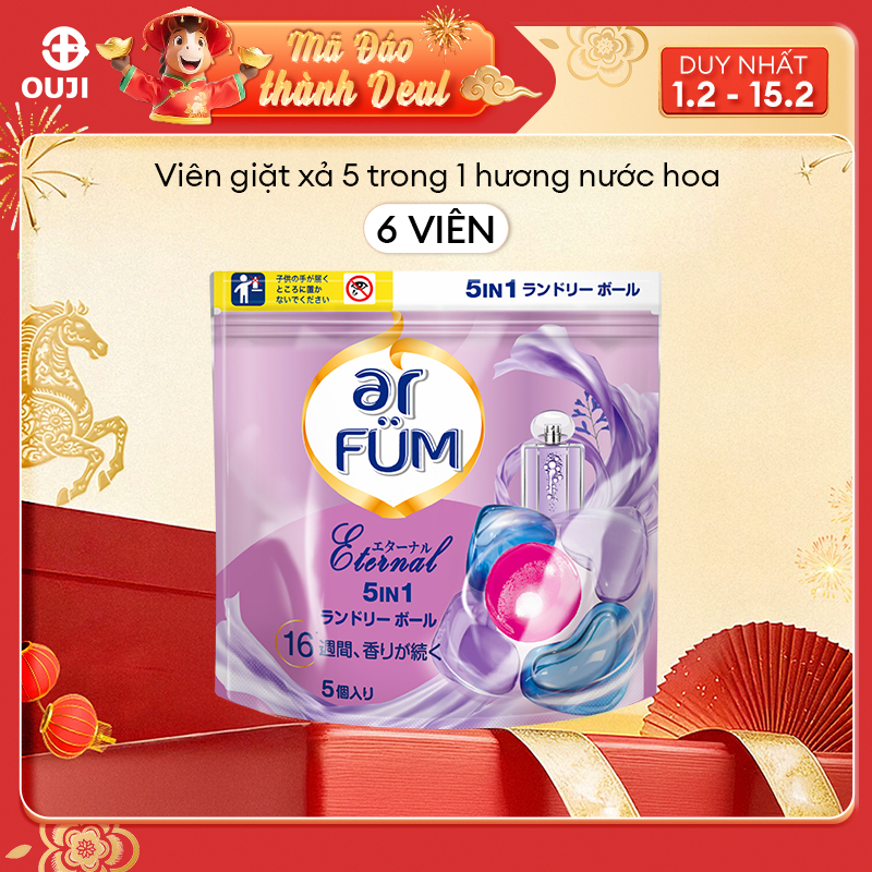 [TÚI TRẢI NGHIỆM] Viên giặt xả arFUM 5in1 hương tinh dầu nước hoa mềm vải bền màu quần áo