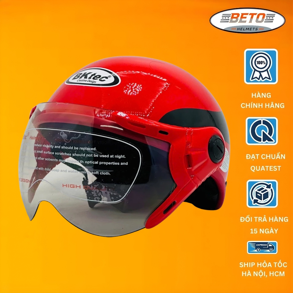 Mũ bảo hiểm nam nửa đầu có kính BKtec BK6 Designer chính hãng, nhiều màu cho cả nam và nữ, Freesize 