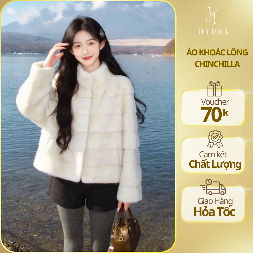 Áo Khoác Lông Chinchilla Dáng Lửng Hydra, Áo Lông Siêu Mượt Hot Trend, Outfit Tết Sang Chảnh